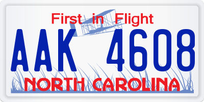 NC license plate AAK4608
