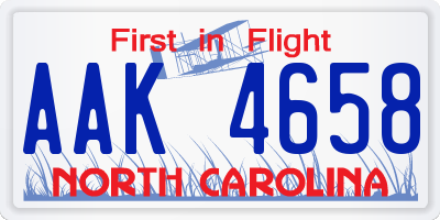 NC license plate AAK4658