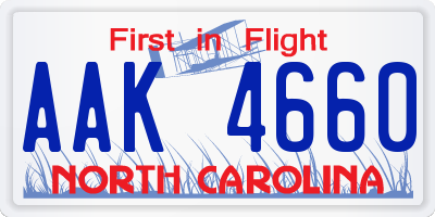 NC license plate AAK4660