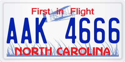 NC license plate AAK4666
