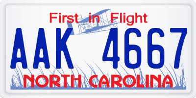 NC license plate AAK4667