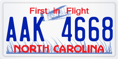 NC license plate AAK4668