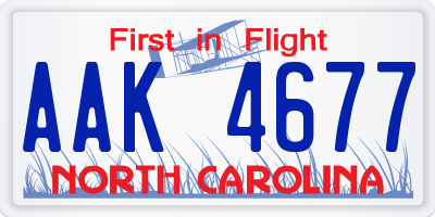 NC license plate AAK4677