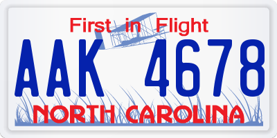 NC license plate AAK4678