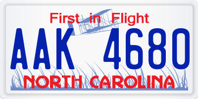 NC license plate AAK4680