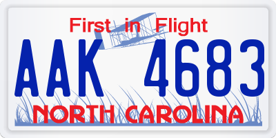 NC license plate AAK4683