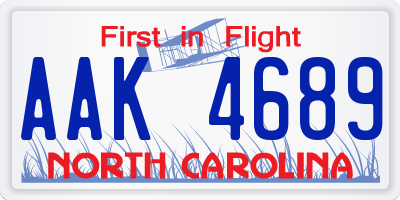 NC license plate AAK4689
