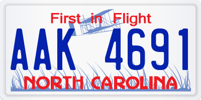 NC license plate AAK4691