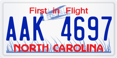 NC license plate AAK4697