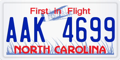 NC license plate AAK4699
