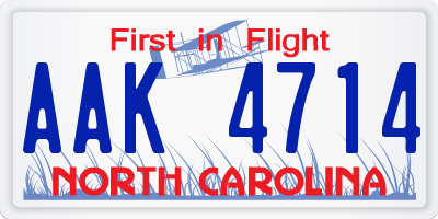 NC license plate AAK4714