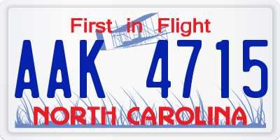 NC license plate AAK4715