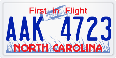 NC license plate AAK4723