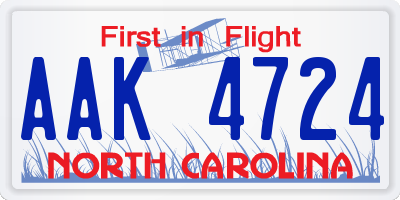NC license plate AAK4724
