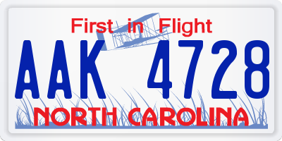 NC license plate AAK4728