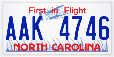 NC license plate AAK4746