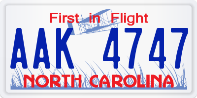 NC license plate AAK4747