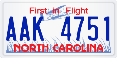 NC license plate AAK4751