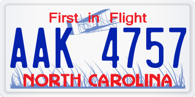 NC license plate AAK4757