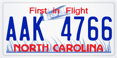 NC license plate AAK4766