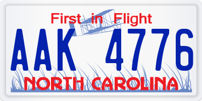NC license plate AAK4776