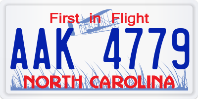 NC license plate AAK4779