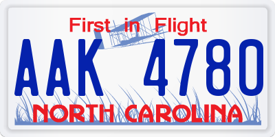 NC license plate AAK4780