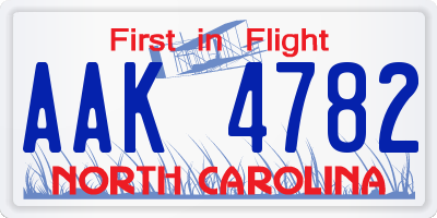 NC license plate AAK4782