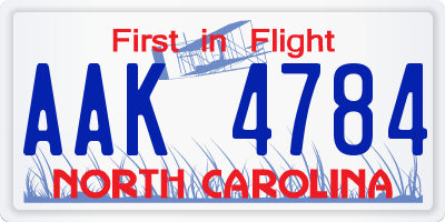 NC license plate AAK4784