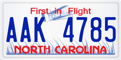 NC license plate AAK4785