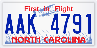NC license plate AAK4791