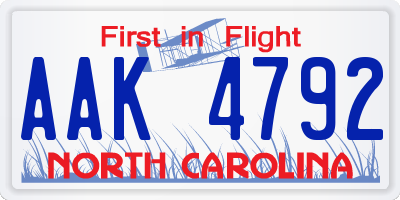 NC license plate AAK4792