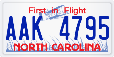 NC license plate AAK4795