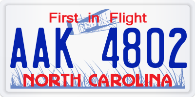 NC license plate AAK4802