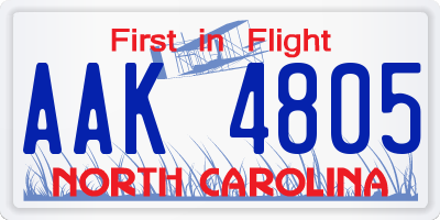 NC license plate AAK4805