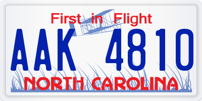 NC license plate AAK4810