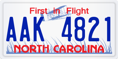 NC license plate AAK4821