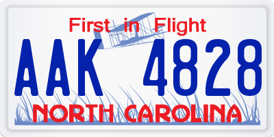 NC license plate AAK4828