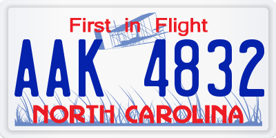 NC license plate AAK4832