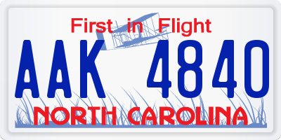 NC license plate AAK4840