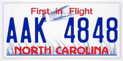 NC license plate AAK4848
