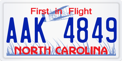 NC license plate AAK4849