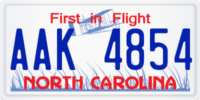 NC license plate AAK4854