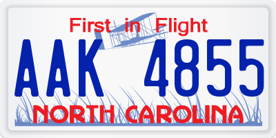 NC license plate AAK4855