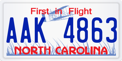 NC license plate AAK4863