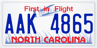 NC license plate AAK4865