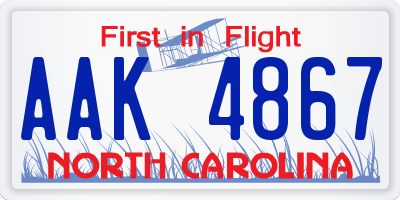 NC license plate AAK4867