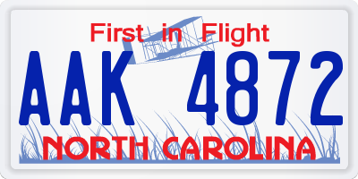 NC license plate AAK4872