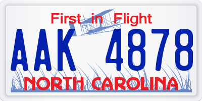 NC license plate AAK4878