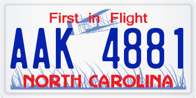 NC license plate AAK4881